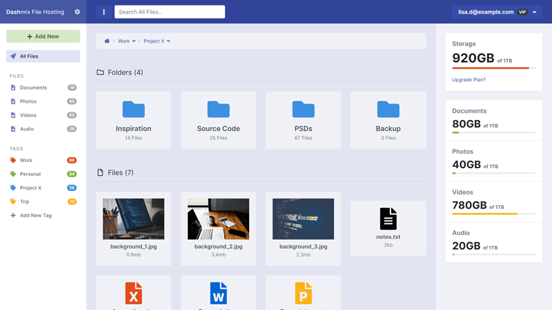 File Hosting Dashboard